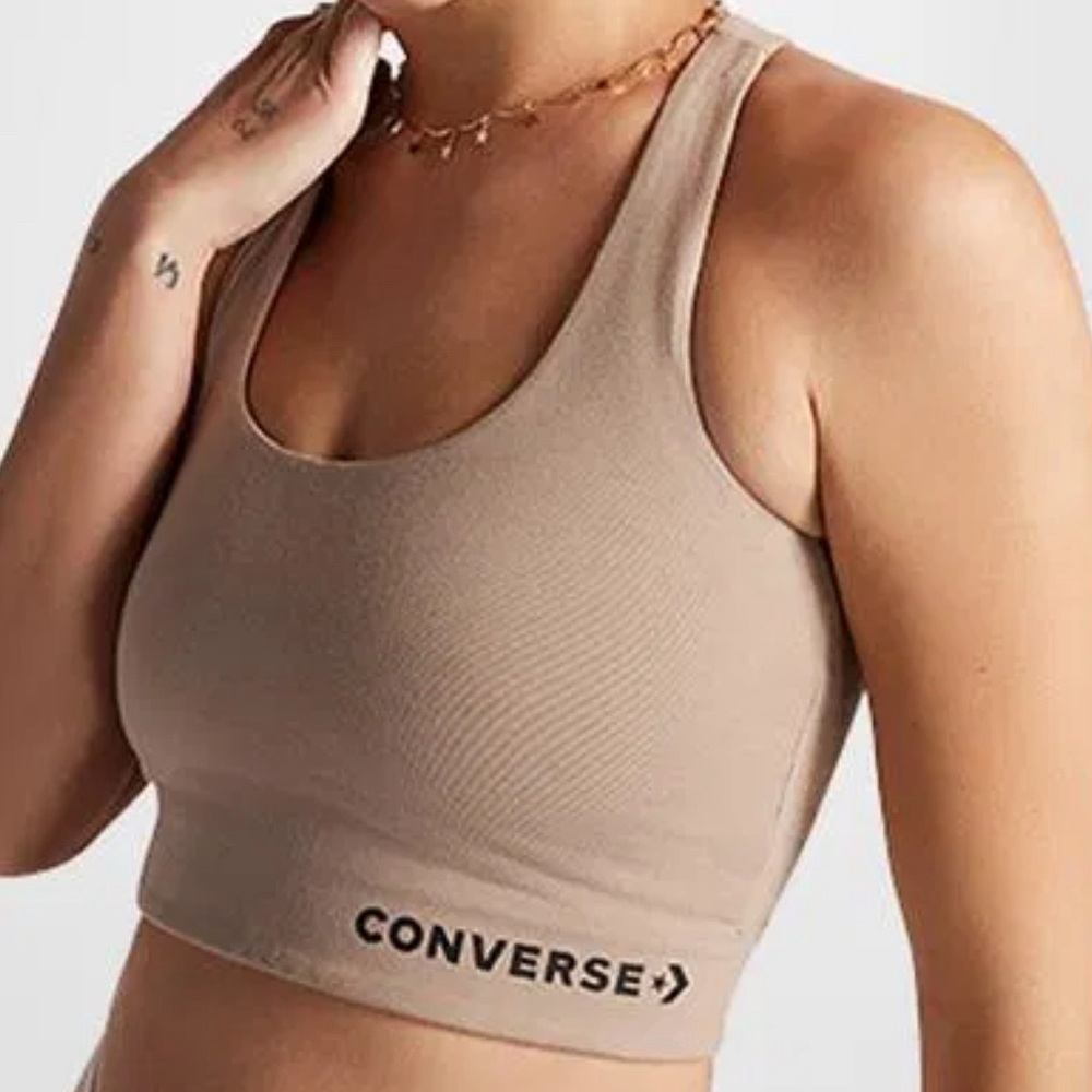 Converse Women's Beige Ribbed Sports Bra